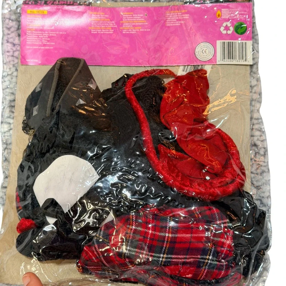 All The Rage Punk Girl Costume Girls Size 12 Large Red Plaid Skull Goth Y2K Punk